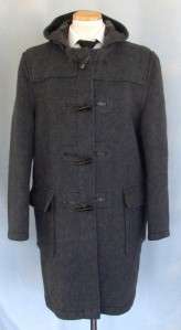 VTG GRAY GLOVERALL DUFFLE TOGGLE WOOL COAT ENGLAND MADE CHEST 44 