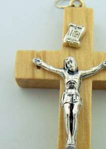 Nuns Brown Wood Rosary Silver Crucifix Cross 1 1/2 NR  
