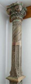 India Carved Wood Column Goddess Column Featuring Lakshmi Parvati 