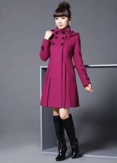 Womens Fashion Wool Cashmere Winter Noble Long TRENCH Coat 4 Color 