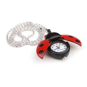  STAINLESS STEEL LADYBUG POCKET WATCH WITH CHAIN Beauty