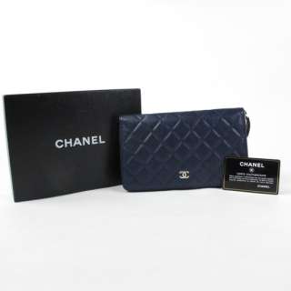 Milan Station Authentic Chanel Blue Leather Long Wallet  