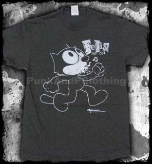 Felix the Cat   Whistle charcoal heather   official t shirt   FAST 