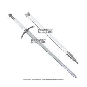 Medieval Chivalry Crusader Knight Sword With White Scabbard:  