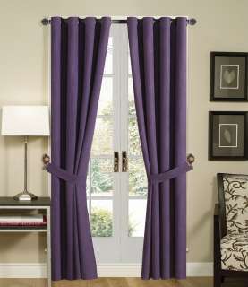 4pcs Grommet Top Solid Purple Micro Suede Window Curtain / Drape Set 