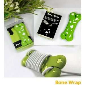 Lovely Green Camo Cartoon Dog Bone Earphone Winder Silicone Earbud 