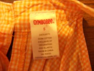 Girls Size 5 Gymboree Social Butterfly Orange Gingham Sleeveless Shirt 