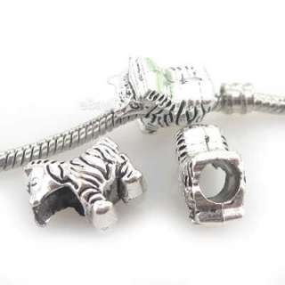 50x Sliver Plated Zebra Charms Bead Fit Bracelets 8A037  