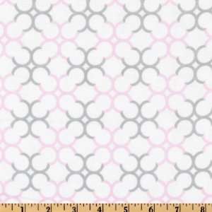  44 Wide Claire Bella Flannel Interlinks Pink/Gray Fabric 