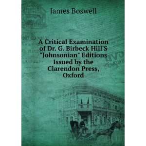   Editions Issued by the Clarendon Press, Oxford James Boswell Books