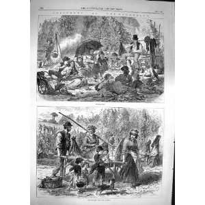    1867 Hop Gathering Pickers Agriculture Industry