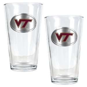 Virginia Tech Hokies 2pc Pint Ale Glass Set  Kitchen 