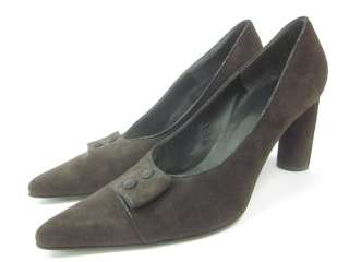 RICHARD TYLER Brown Suede Button Detail Pumps Shoes 8.5  