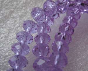 50pcs Light Violet Faceted Rondelle Glass Bead 6mm  