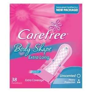  Carefree Body Shape Extra Long, Unscented   38 Pantiliners 