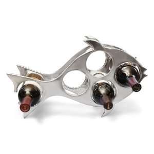   18 Fish Wine Bottle Stand, Wine Holder, Silver Fish: Everything Else
