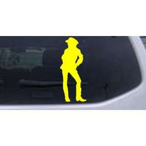 Cowgirl Western Car Window Wall Laptop Decal Sticker    Yellow 52in X 