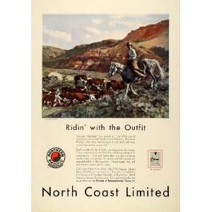  1931 Ad North Coast Limited Train Western Cattle Herding 