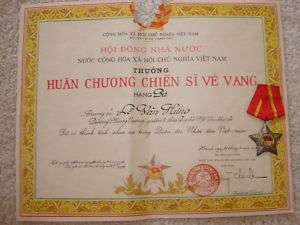 Vietnam War VC SOLDIER OF GLORY Certificate + Medal  