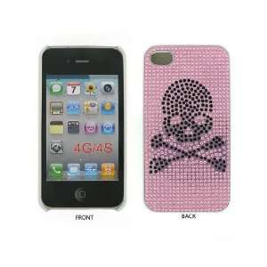 Iphone 4G/4S Cover ~ Pink and Black Skull and Bones with Studded 