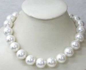 Wonderful 12mm White sea south shell pearl necklace 18 AAA