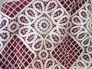 19C. ANTIQUE ART DECO HAND CROCHETED WHITE BED COVER  
