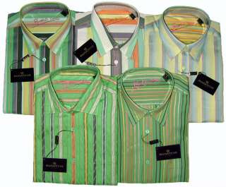 Bugatchi Uomo NWT L 100% Cotton Long Sleeve Mens Dress Shirt Green 