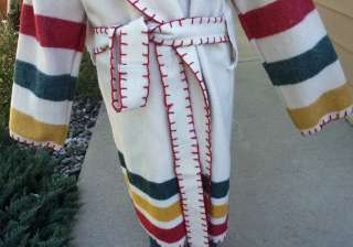 Blackfeet Indian Hudson Bay Blanket Capote 3 Point Long Hood Fringe 