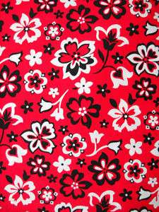 Red Black White Bandana Floral Cotton Fabric   BTY  