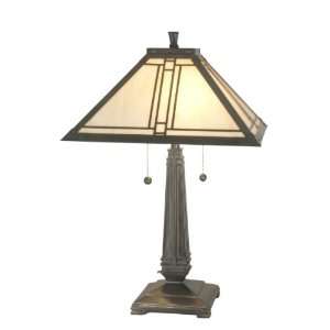 Dale Tiffany TT70735 Lined Mission Table Lamp, Antique Brass and Art 