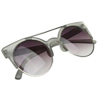   Retro Circle Round Super Half Frame Flat Bar Sunglasses 8525  