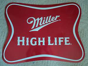   Beer Distributer Miller High Life Tin Sign   23 x 18   Red  