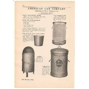  1927 American Can Canco Trash Garbage Rubbish Cans Print 