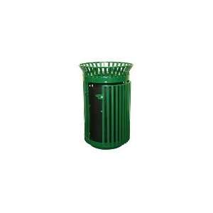   Outdoor Gated Trash Can w/ Plastic Flat Top Lid, Green