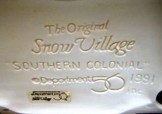 Snow Village Dept 56 Southern Colonial Original Box  