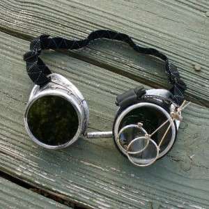 Steampunk Goggles Glasses cyber lens goth silver silver  