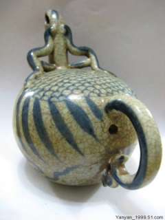 RARE Ge Kiln Porcelain Carved Turtle Big Water Dropper  