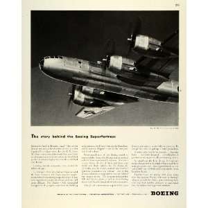  1944 Ad Boeing Superfortress Military Aircraft WWII War 