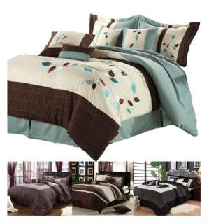 Piece Embroidered Comforter Bed In A Bag Set   3 Designs Queen 