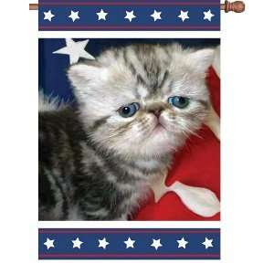  28in House Flag   Patriotic Kitty: Patio, Lawn & Garden