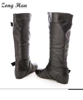 BN Womens Artificial Leather Mid Calf Flat Heel Boots ☆ Beige 