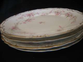 Haviland 248R Pink w/Gold ForgetMeNot Lunch Plate Set 4  