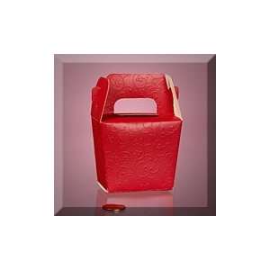   24ea   2 3/4 X 2 X 2 1/2 Red Embossed Paper Tote Boxes