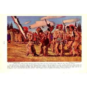 1937 Painted Chippewa Braves Chant War Songs and Dance after Smoking 