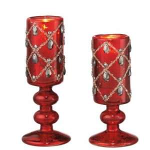   Red Mercury Glass Jeweled Votive Candle Holders: Home & Kitchen