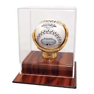  Wood Finished Acrylic Base Baseball Display Case: Sports 