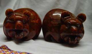 Exquisite Chinese Xiuyan Jade Pair Wealthy PIGS Statues  