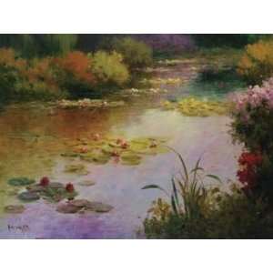 Karen Dupre 40W by 30H  Water Lillies in Giverny CANVAS Edge #1 3 