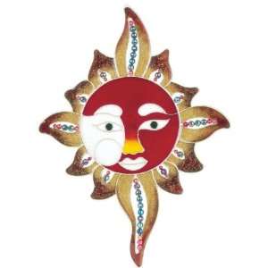   Sun with Yellow Solar Flares Copper Wall Decoration