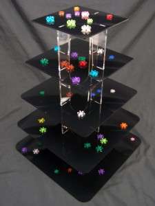 Tier Square Black Acrylic Cup Cake Pastry Display  